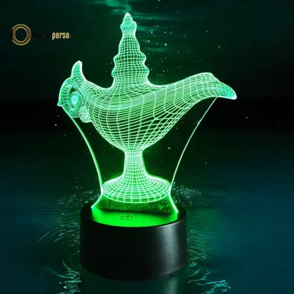 Veilleuse 3D LED Lampe Génie Multicolore Personnalisable avec Télécommande - 16 Couleurs