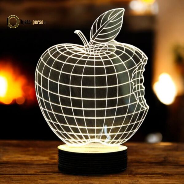 Veilleuse 3D LED Pomme Multicolore Personnalisable avec Télécommande - 16 Couleurs