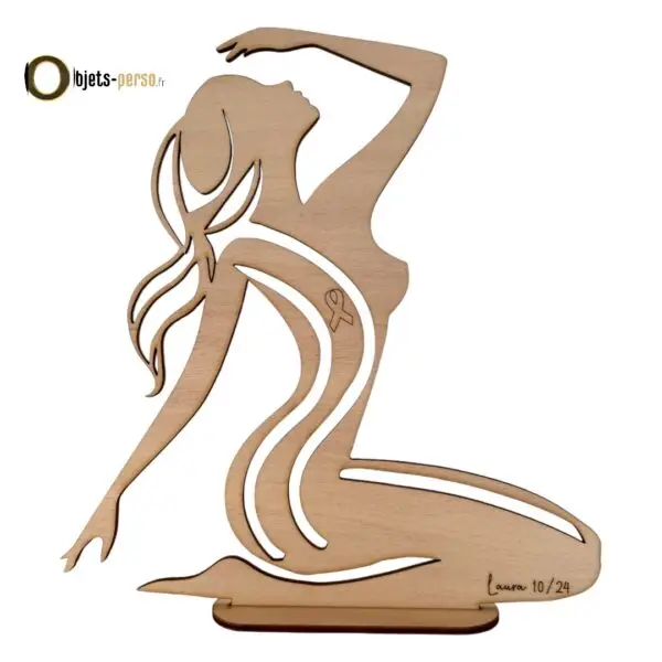 Silhouette de Femme en Bois Naturel avec Support - 224x237 mm - Personnalisable – Image 2