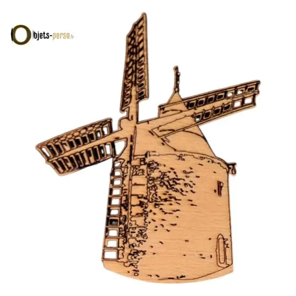 Magnet Moulin de Provence en Bois - 56x66 mm - Personnalisable