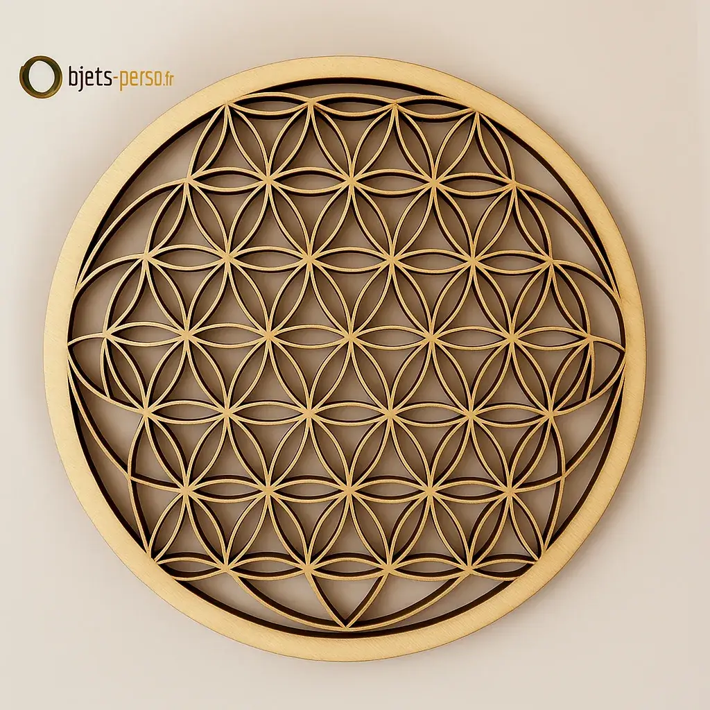 Fleur de Vie en Bois Personnalisable – Découpée et Gravée au Laser
