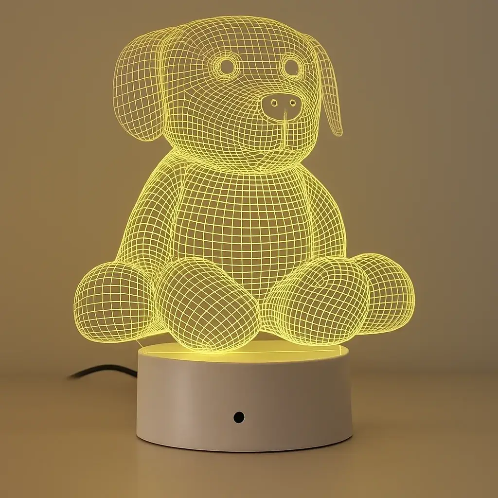 Veilleuse LED 3D Chien Multicolore Personnalisable avec Télécommande - 16 Couleurs