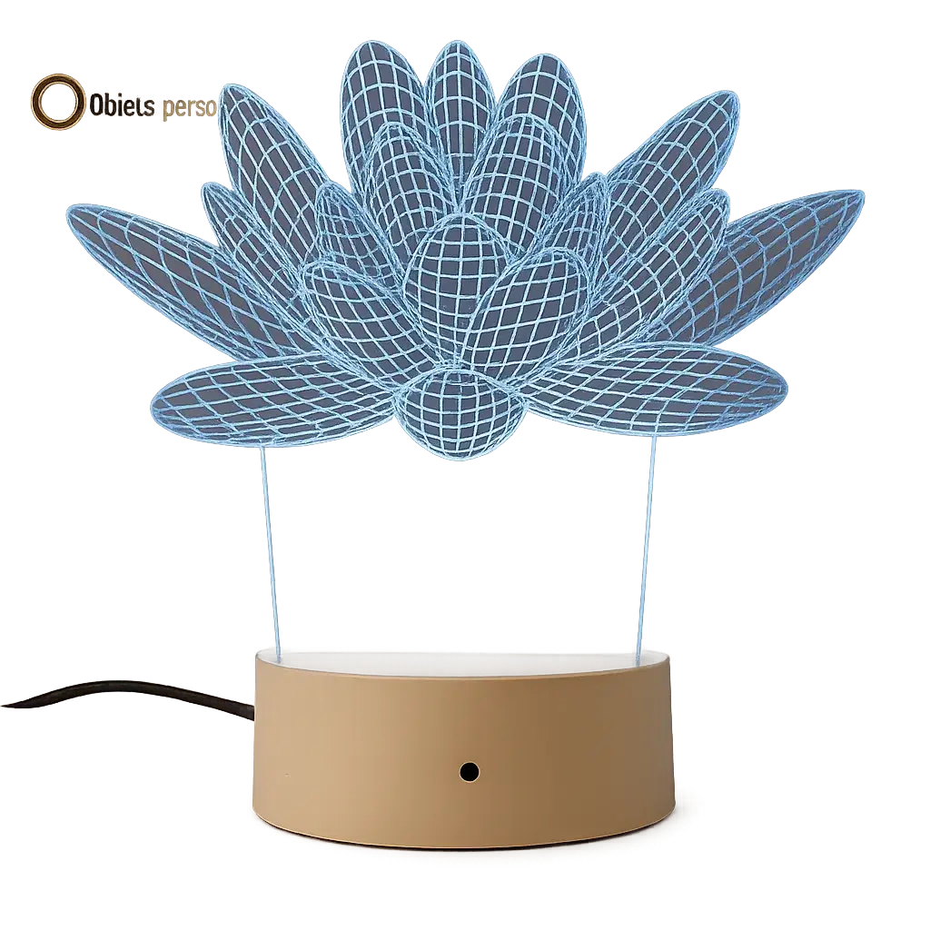 Veilleuse 3D LED Fleur de Lotus Multicolore Personnalisable avec Télécommande – 16 Couleurs