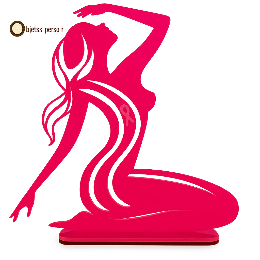 Silhouette de Femme en Acrylique Rose avec Support – 224×237 mm – Personnalisable
