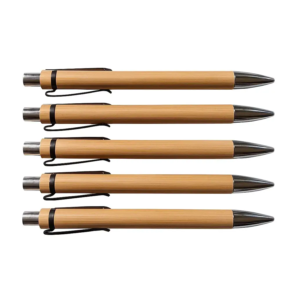 Stylo en Bambou et metal – Stylo à Bille Rétractable – Personnalisable