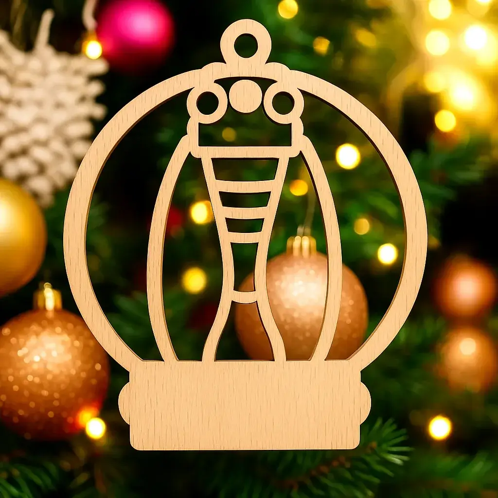 Boule de Noël en Bois – Cigale Personnalisable – Inspiration Provençale – Découpe et Gravure Laser