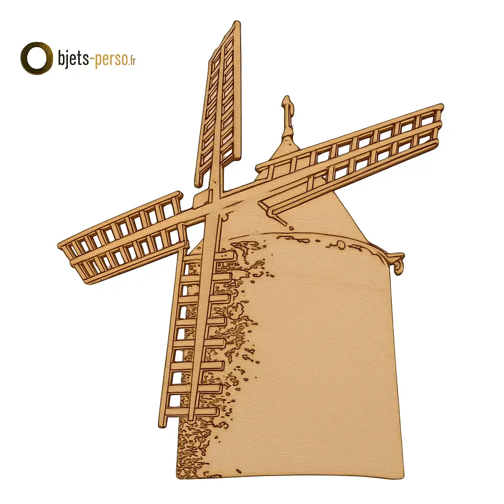 Moulin de Provence en Bois – 145×175 mm – Découpe et Gravure Laser